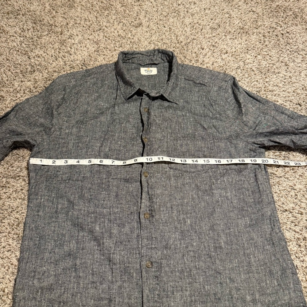 Marine Layer Hemp Blend Lightweight Button-Up Shirt Grey - M - Picture 3 of 6